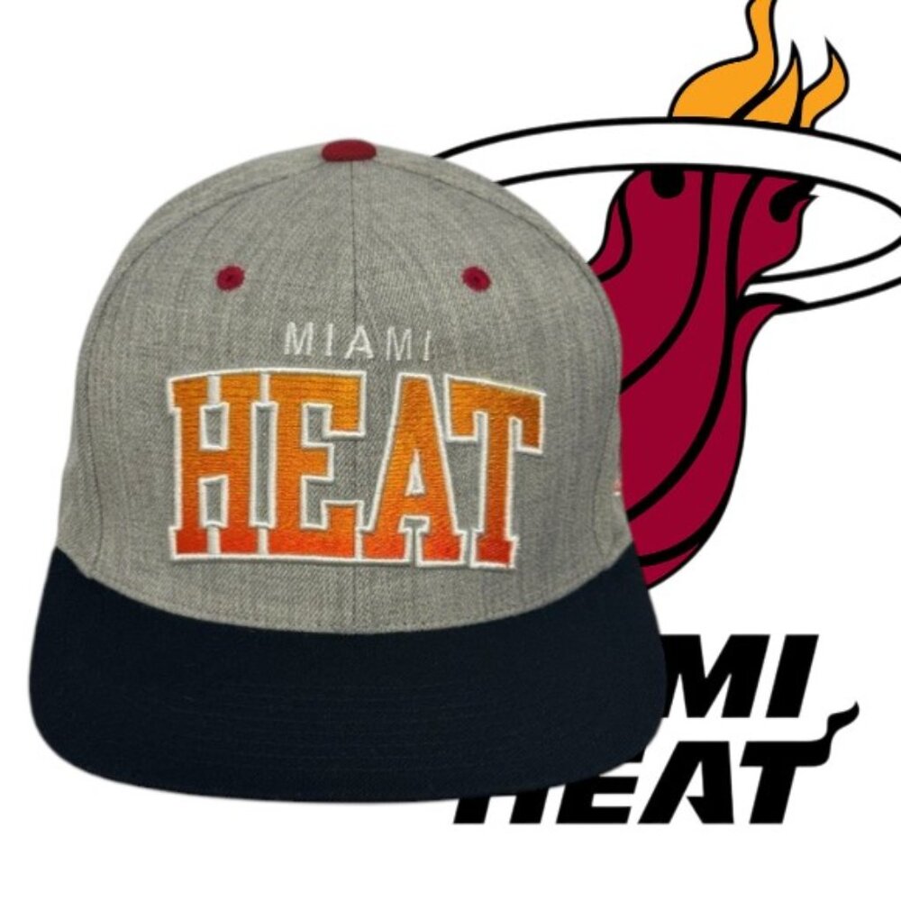 Mitchell & Ness NBA Hardwood Classics Miami Heat Gray Embroider Snapback Hat